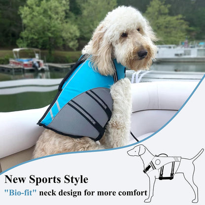 VIVAGLORY Sports Style Dog Life Vest, Dog Life Jacket for Swimming & Boating, Ripstop & Buoyancy for Puppy Doggy, Lifejacket with Handle, XL, Blue