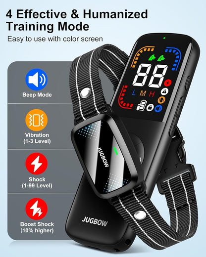 Jugbow Dog Skock Collar woth Remote - 4000FT Dog Training Collar with 4 Training Modes, IPX7 Waterproof E-Collar with Security Lock, Rechargeable e-Collars for Large Medium Small Dogs 10-120lbs