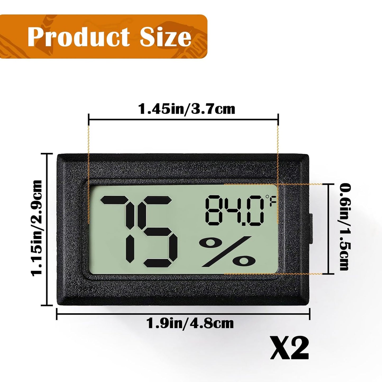 Palksky Bearded Dragon Tank Accessories, 2PCS Reptile Terrarium Thermometer and Humidity Gauge for Jumping Spider, Leopard Gecko, Crested Gecko,Hermit Crab, Gecko, Ball Python, Lizard