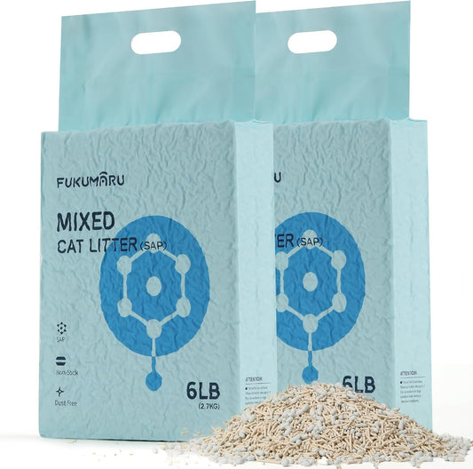 FUKUMARU Tofu Cat Litter, 5.4 kg, Quick Clumping Cat Litter with Super Absorbent Material, Instantly Absorbent, Dust-Free, Low Trace Formation, Rinses in The Toilet, Odour Control