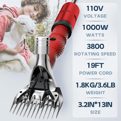1000W Electric Sheep Shears, Professional Sheep Clippers, Animal Grooming Clippers for Horse Alpacas Goats, Farm Livestock Shearing Machine-Grooming Kit Animal Hair Cutting