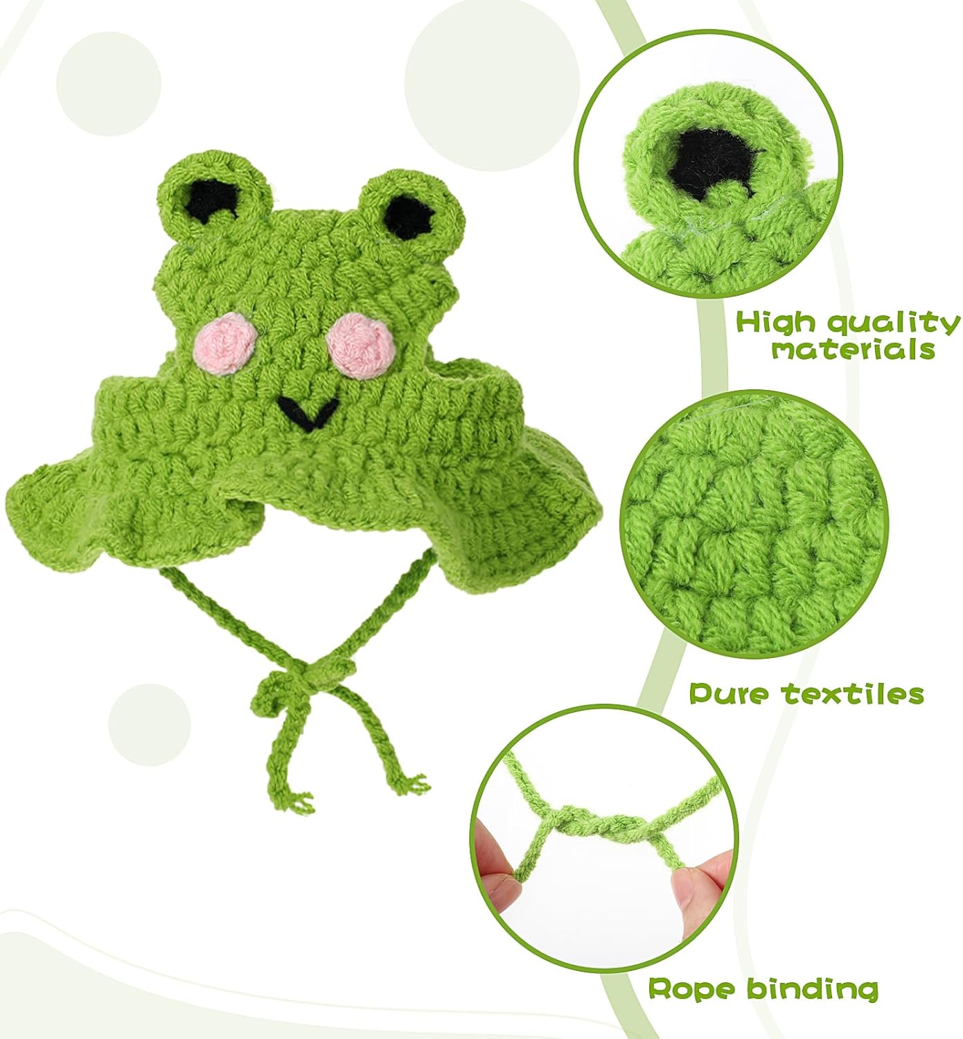 Charming Cat Hat Small Cartoon Themed Knit Cute Cats Bonnet Soft Festive Cats Costumes Halloween Christmas Holiday Party Clothes Head Wear Accessories for Puppy Cat Kitten Dogs Pets Animals (Green)