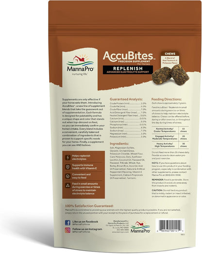 Manna Pro AccuBites Replenish Equine Supplement – Hydration & Immune Support Supplement for Horses – Contains Vitamin E & Turmeric – Turmeric & Molasses Flavored – 1.6 lbs