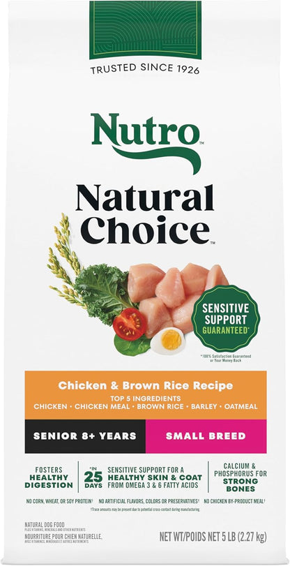 Nutro Natural Choice Small Breed Senior Dog Food, Chicken & Brown Rice Recipe, 5 lb. Bag