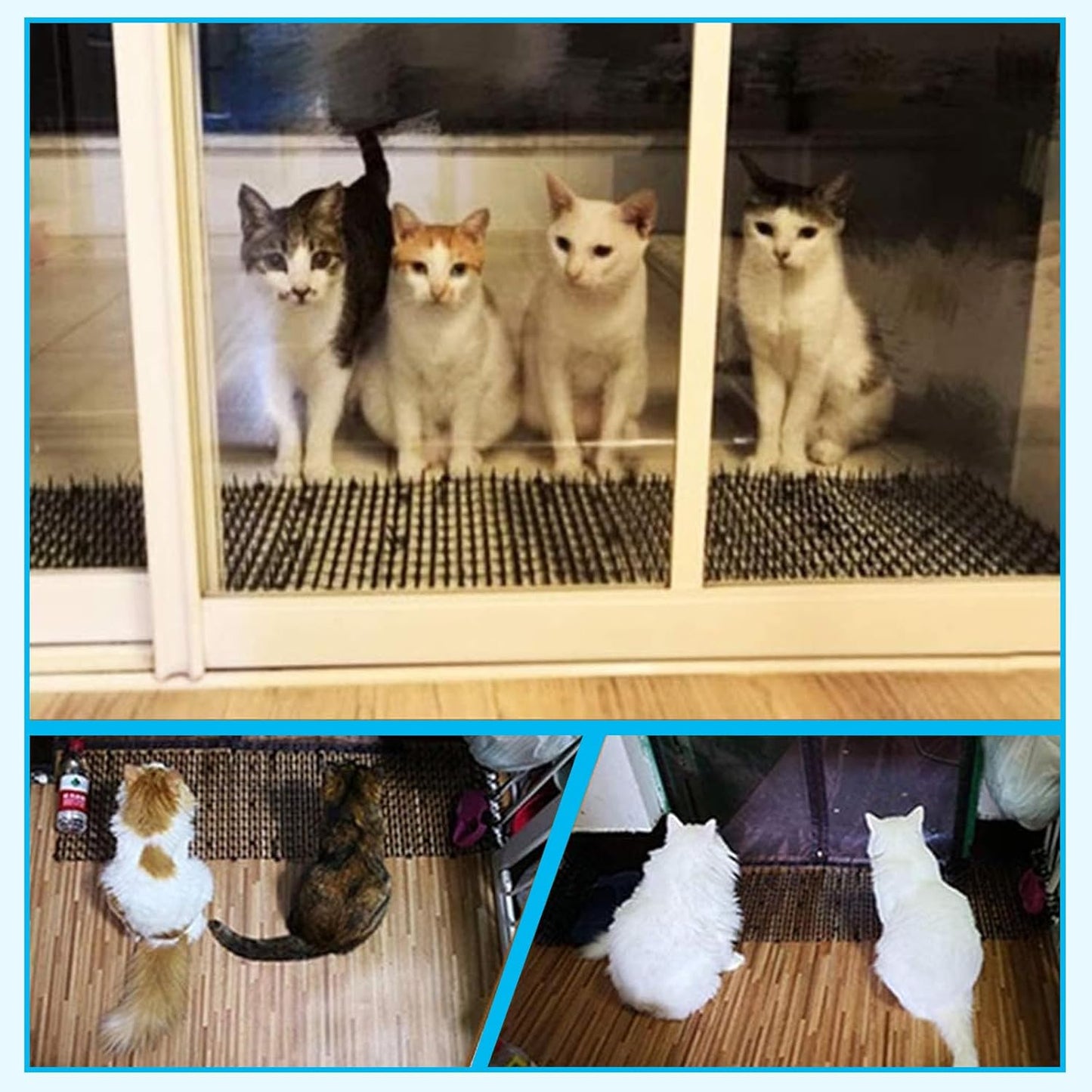 10 Pack 16 x 8 Inch Cat Scat Mat with Spikes, Scat Mat for Cats Cat Deterrent Mat Digging Stopper Repellent Spike Mat