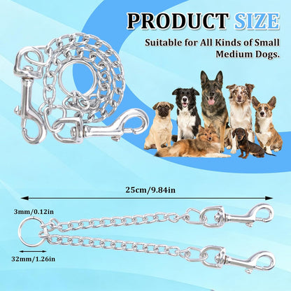 Double Dog Leash Coupler-360°Swivel,1 PCS No Tangle Walking Metal Leash with Shock Absorbing Bungee for Outdoor Walk Train Small Medium Pet(50cm/19.69in,Silver)