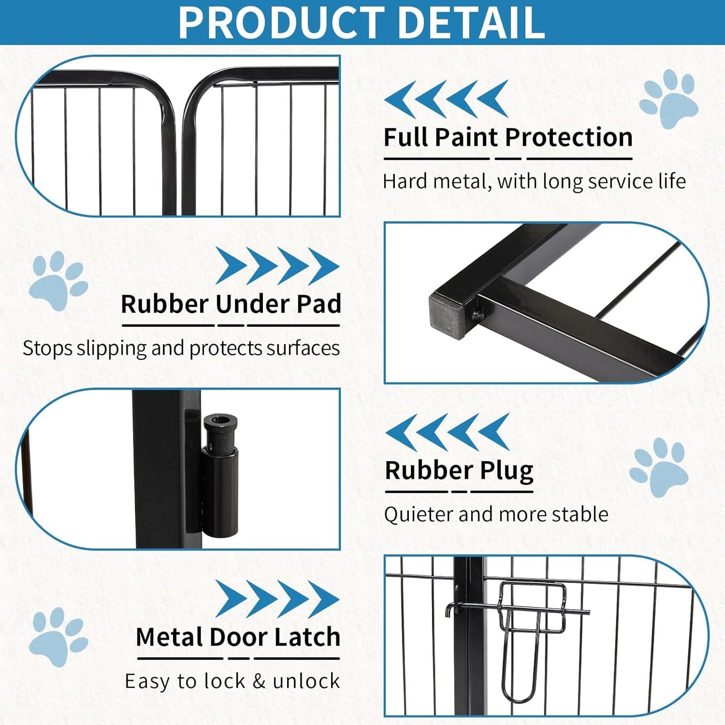 NEWBULIG Dog Playpen 8 Panels 24" Height Foldable Heavy Duty Metal Dog Exercise Playpen Puppy Fence for Indoor Outdoor Yard