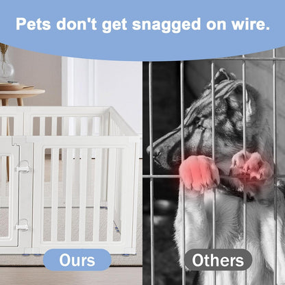 Clear Dog Play Pen,Pet Playpen with Door,Easy to Clean and Install Puppy pens for Both Indoor and Outdoor use (White, 23.6" Height, 8)