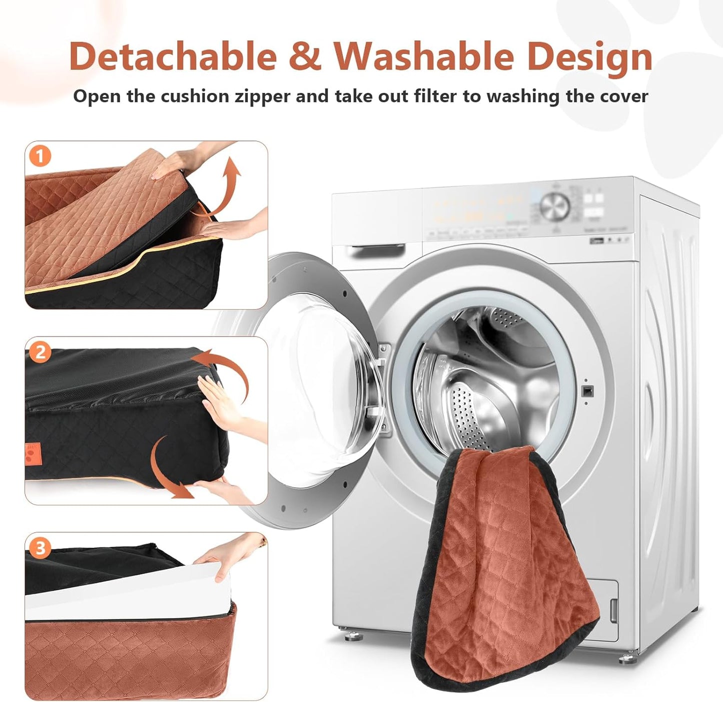 Large Dog Car Seat for Dods Under 100 Lbs, Memory Foam Dog Car Bed for Backseat & Trunk, Detachable and Washable Cover, Pet Travel Seat with Storage Pockets,2 Safety Belts