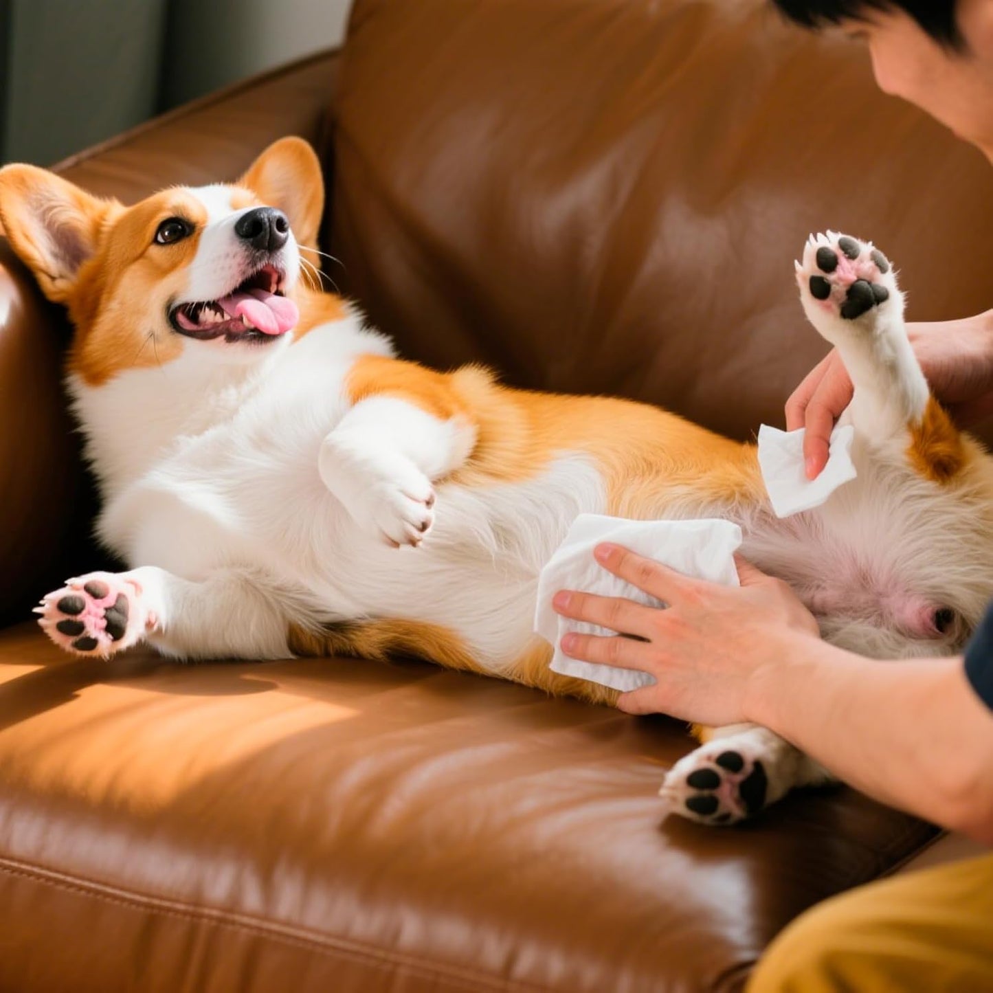 100 Count Dog Wipes for Paws and Butt, Plant-Based Gentle Ingredients, Hypoallergenic Fragrance Free Pet Wipes for Puppy Sensitive Skin Cleaning, Grooming, and Deodorizing, 8" x 8", Unscented