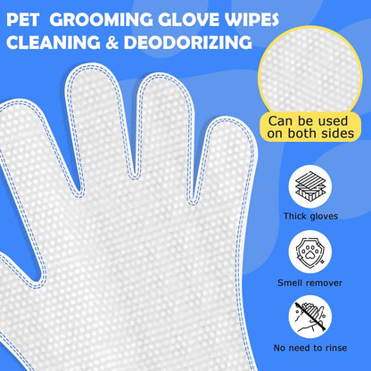 Pet Glove Washing Wipes for Dogs and Cats,Dog and Cat Cleaning Grooming Wipes for Fur,Paws and Butt,Save and Non Irritating,12 Pcs