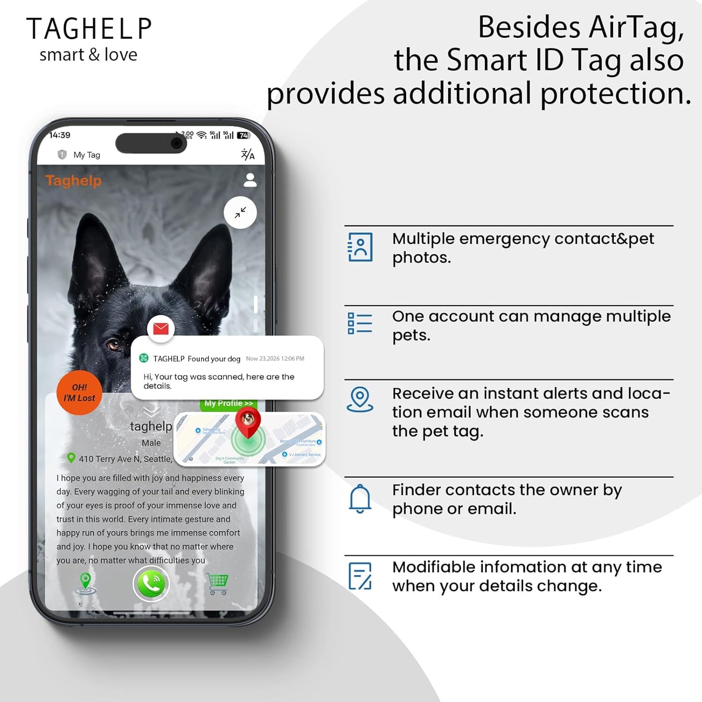 2026 New and Improved AirTag Dog Collar, Military Tactical Dog Collar with Integrated AirTag Holder - Adjustable Control Handle, Durable Metal Buckle, Comfortable GPS Dog Collars (Black,L)