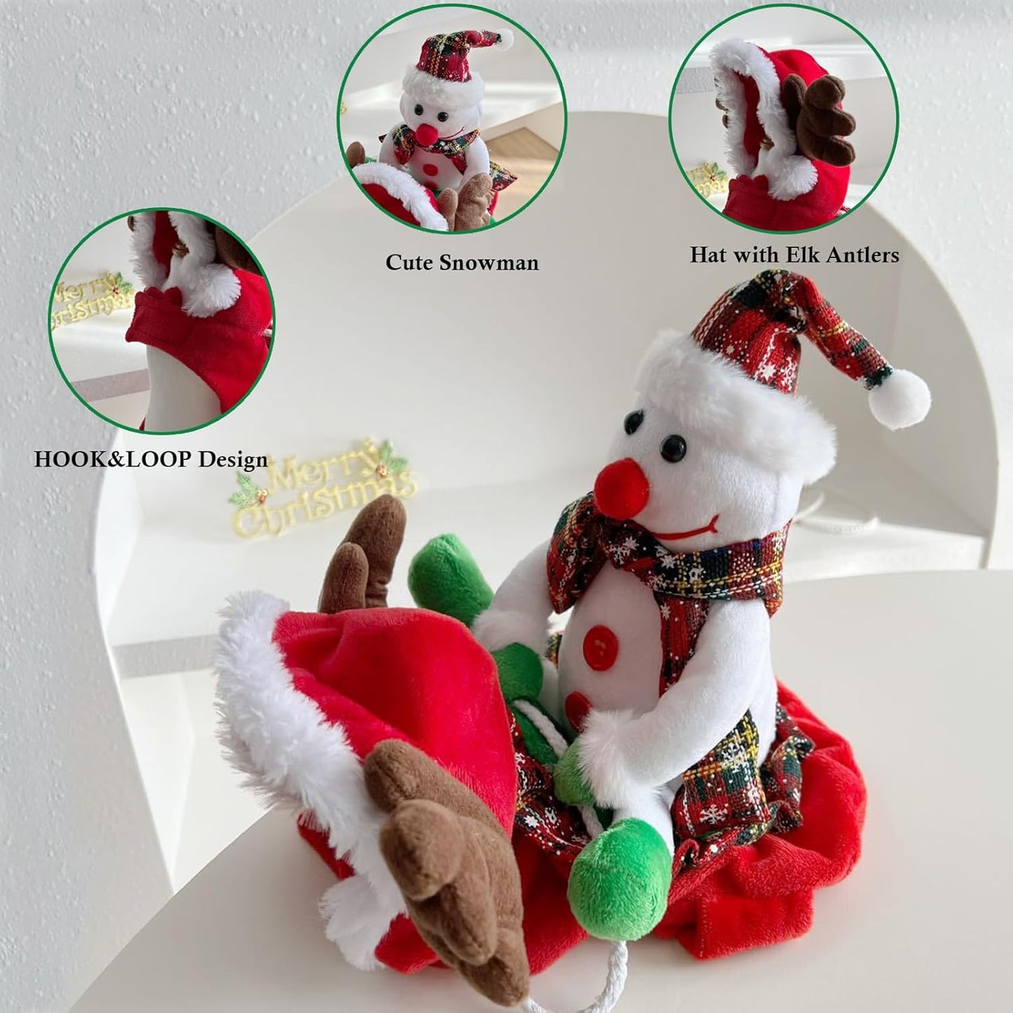 SEIS Snowman Dog Riding Costume X-mas Pet Clothes Cowboy Rider Horse Funny Elk Antlers Cat Apparel Christmas Clothing for Small Medium Large Dogs (X-Large)