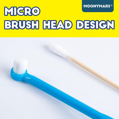 Small Dog Toothbrush, Cat & Puppy Tooth Brushing Kit, Ultra Soft & Mini Head Teeth Brush for Kitten & Tiny Pet, Doggy Toothbrushes Deep Dental Cleaning, 2 PCS - Blue