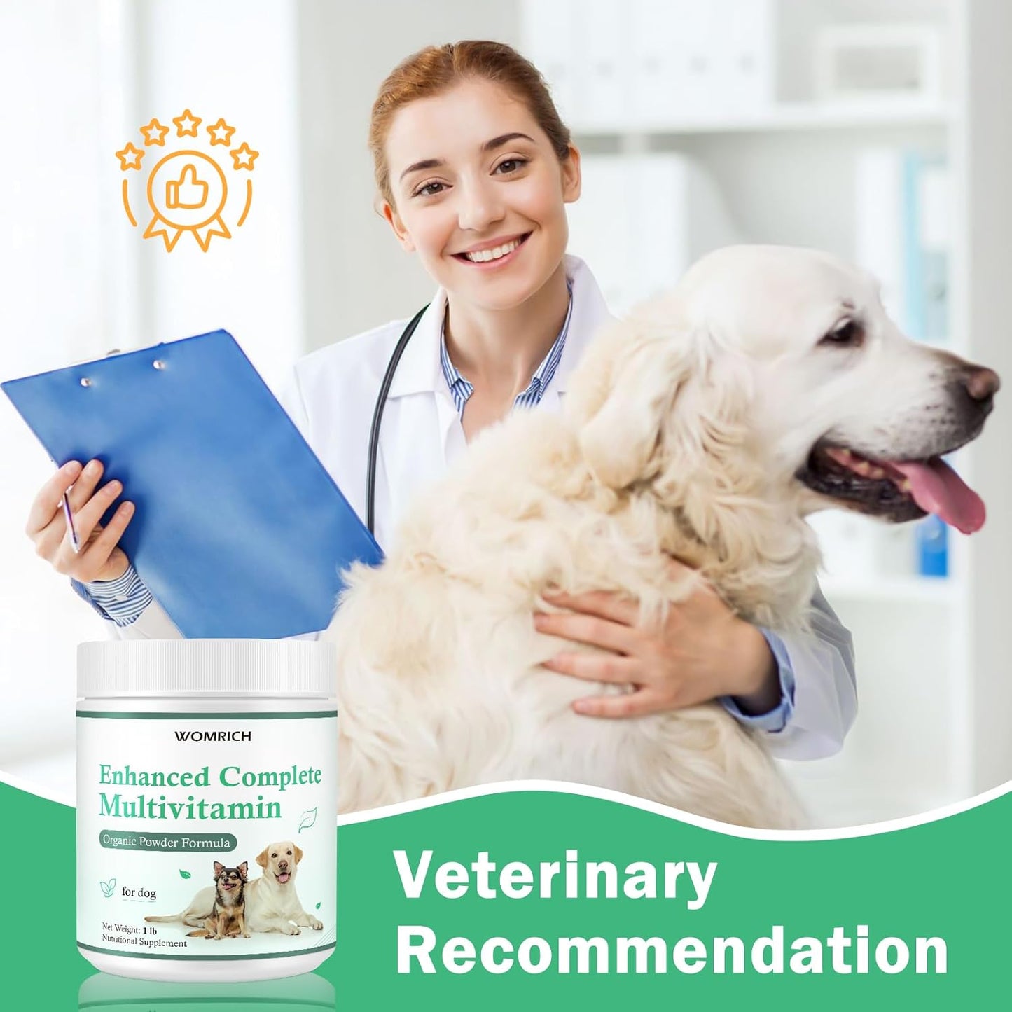 Dog Vitamins and Supplements Probiotics Powder 1LB - Enhanced Complete Multivitamin for Dogs Homemade Dog Food Supplement Supports Immune, Skin & Coat, Digestion with Vitamins, Omega-3, Probiotics