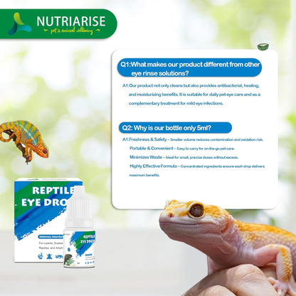 Reptile Eye Drops | Gentle Eye Cleanser for Bearded Dragons, Turtles, Snakes & Lizards | Non-Irritating Daily Eye Care Solution for Reptiles & Amphibians