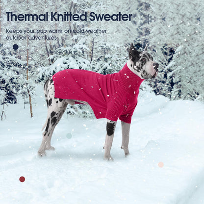 IECOii XXXL Dog Sweater,Warm Dog Sweaters for Extra Large Dogs Girl Boy,Stretchy & Cozy,Turtleneck Knitted Pullover for Pet Wear On Holiday,Easy On Doggy Sweatshirt for Labrador (Rose red,XXXL)