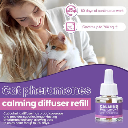 Cat Calming Diffuser Refill 6 Packs, Pheromones Calming Diffuser Refills for Stress and Anxiety Relief, Kitten Relaxants Behavior Control Anti Aggression for Cats