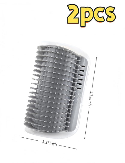 bepisof2 pcs self combing soft corner scraping brush suitable for long and short haired cats (gray)