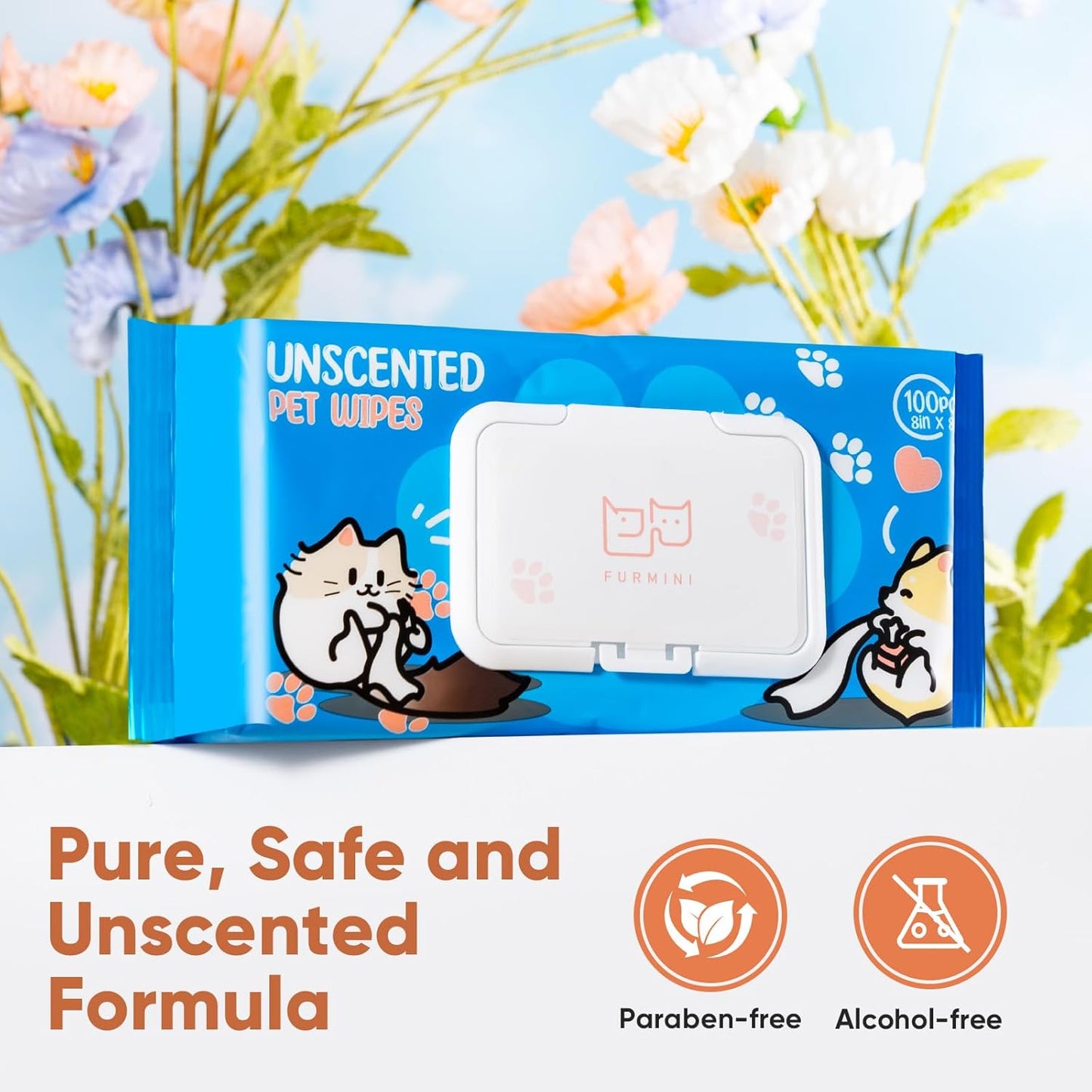 Unscented Pet Wipes (400pcs) - Hypoallergenic, Alcohol-Free & Soothing for Sensitive Skin - Head-to-Tail Cleaning for Dogs & Cats - Safe for Face, Coat, Paws & Butt