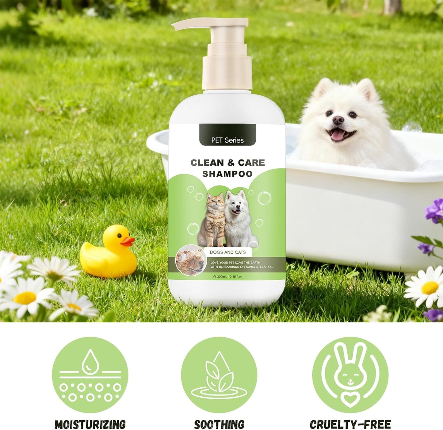 Gentle Tearless Dog Shampoo for Puppyies 8 Weeks Old: Slight Fragrance of Tea Tree and Rosemary Leaf Oil - Aloe Vera & Oats Can Alleviate Dry Skin - Soften Fur No Extra Conditioner Needed
