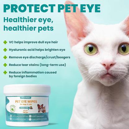 Eyes Wipes for Dogs & Cats 120 Counts, Grooming Kit Care for Dogs and Cats, Prevent Tear Stains, Eye Debris, Discharge, Mucus Secretions,Coconut Scent