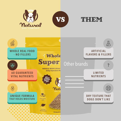 Natural Dog Company Multivitamin Chews & Super Seeds Food Topper Bundle – Daily Dog Supplement for Skin, Coat, Immunity & Nutrition – Peanut Butter Chews (90 ct) + Omega Superfood Topper (8 oz)