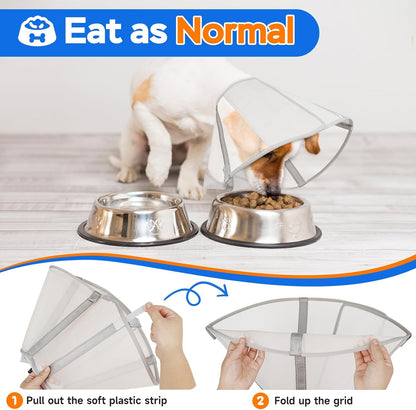 Dog Cone Collar to Stop Licking,Soft Mesh Recovery Collar After Surgery for Large Medium Small Dogs, Alternative to Elizabeth Cone of Shame (7,Grey)