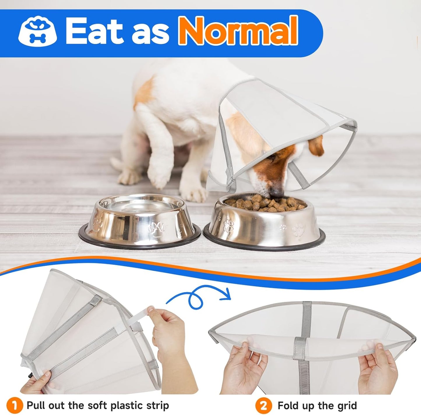 Dog Cone Collar to Stop Licking,Soft Mesh Recovery Collar After Surgery for Large Medium Small Dogs, Alternative to Elizabeth Cone of Shame (7,Grey)