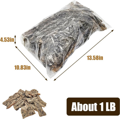 VCEPJH Reptile Bark Bedding,1 LB Natural Cork Bark for Geckos and 2 Pcs Plants with Suction Cup Amphibian Habitat Decor for Bearded Dragon, Lizard, Snake