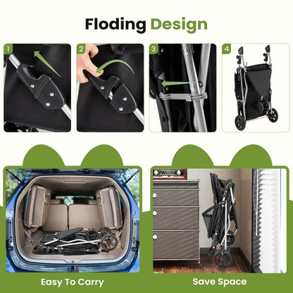 Smug Pet Stroller for Dogs and Cats, Foldable, Lightweight and Durable, Ideal for Small to Medium Pets, Includes Storage Basket and Cup Holders
