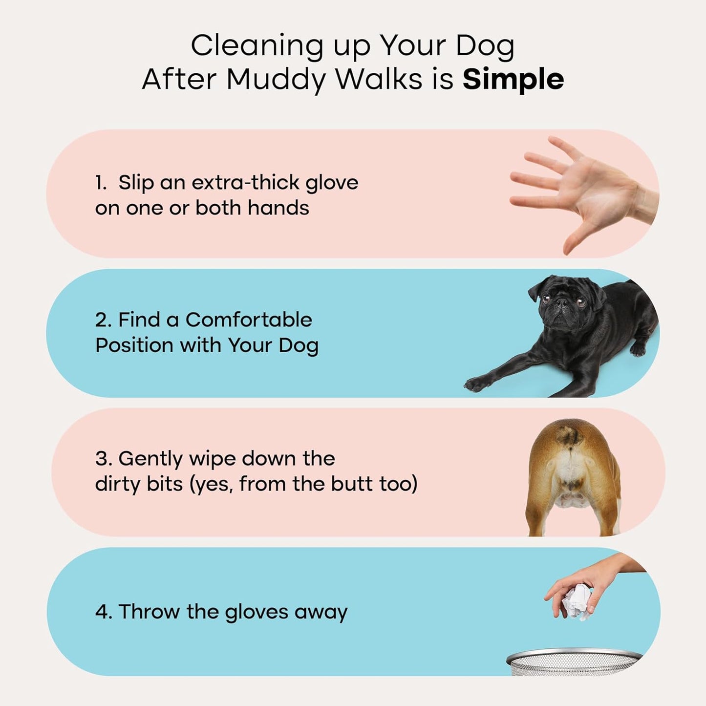 Uproot Clean Muddy Pet Bundle: QuickClean Gloves Pro Wipes for Paws and Butt (and Everything Else) Plus On-The-Go Dog Paw Cleaner Brush with Foam - The Mess-Free Way to Get Back Home After Adventures
