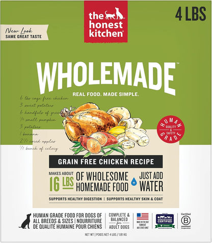 The Honest Kitchen Wholemade™ Dehydrated Grain Free Chicken Dog Food, 4 lb Box