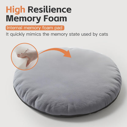 PJYuCien Cat Bed Kitten Bed, Washable Round Cat Beds for Indoor Cats, Super Soft Faux Rabbit Fur Small Bed for Puppy and Kitten, Fluffy Inner Mat Filling Memory Foam with Anti-Slip Bottom (Gray)