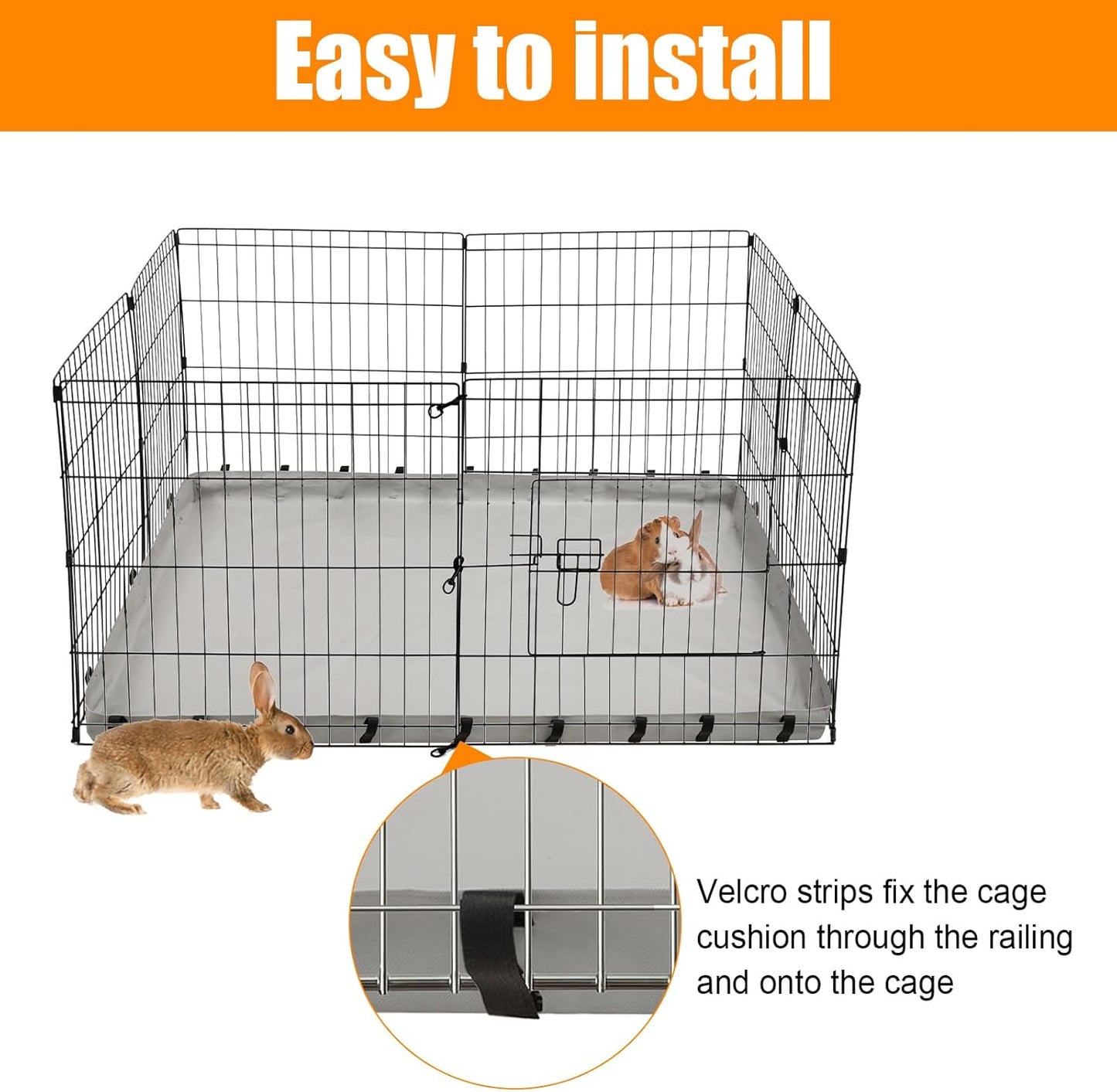 Guinea Pig Cage Bottom Tarp for C&C Grids Habitat Cage Panel, 47x24 inches Guinea Pig Cage Liner Base, Washable Small Animal Cage Bedding for Rabbits Hamsters Hedgehogs Ferrets Small Pets(No Cage)
