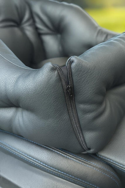 Dog Car Seat for Small Dogs, Travel Booster Bed with Safety Belt, Eco Leather Pet Seat, Black