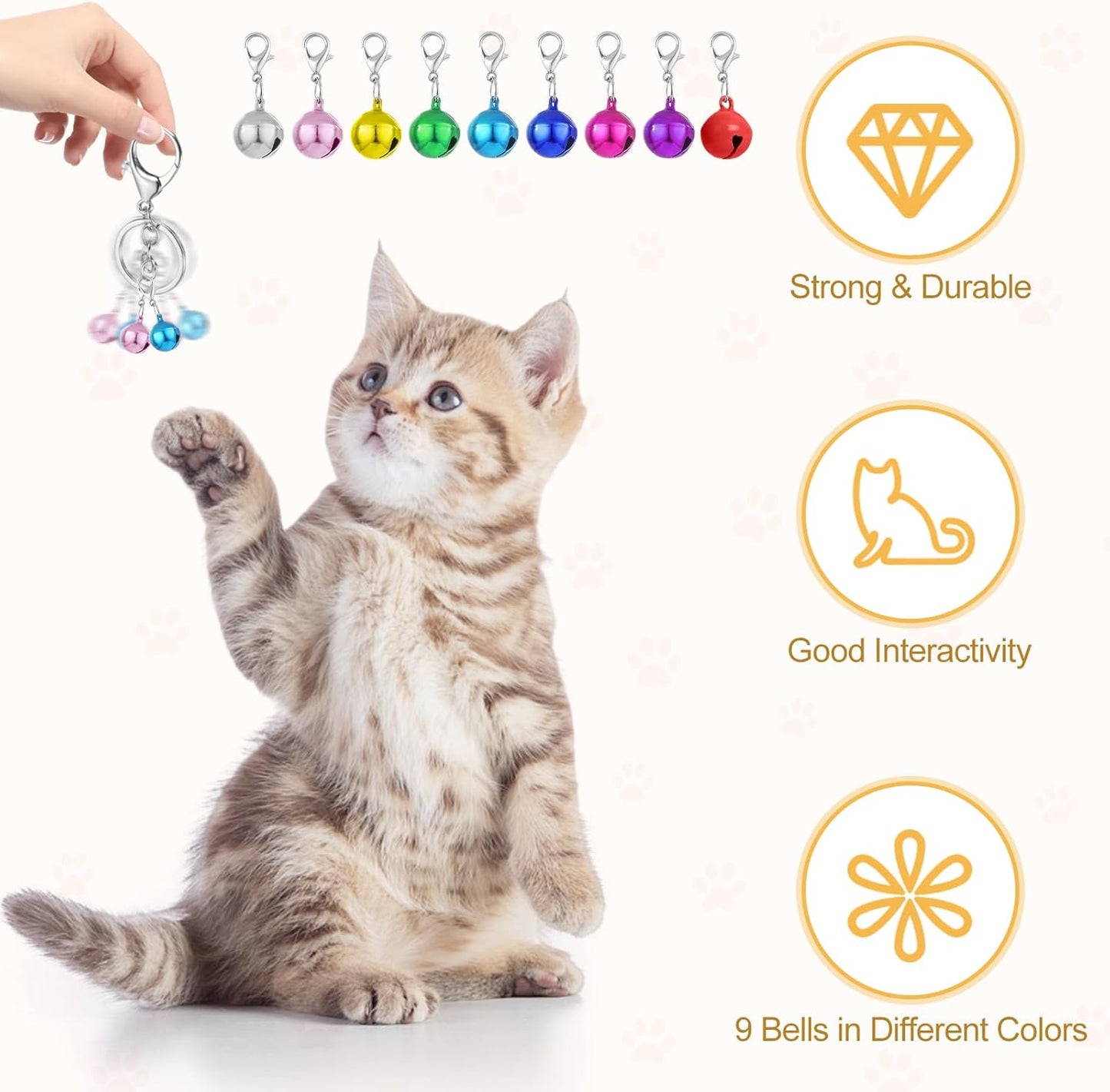 Cat Collar Bell Pet Bells for Cat Dog Collar, 9 Pack Small Dog Puppy Pet Bells for Collars with 1Pack Keychain