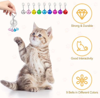 Cat Collar Bell Pet Bells for Cat Dog Collar, 9 Pack Small Dog Puppy Pet Bells for Collars with 1Pack Keychain