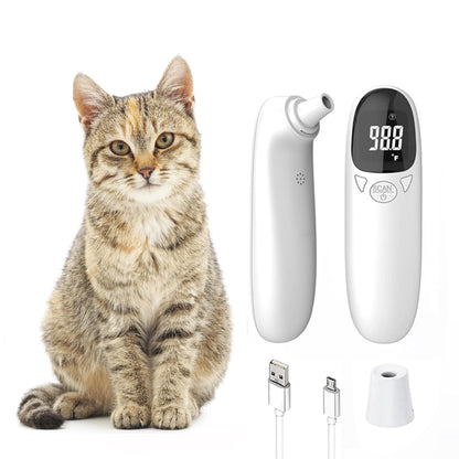 Cat & Dog Thermometer, pet Ear Thermometer, Specially Designed for Pets, Quickly and accurately detects Temperature in 1 Second (White)