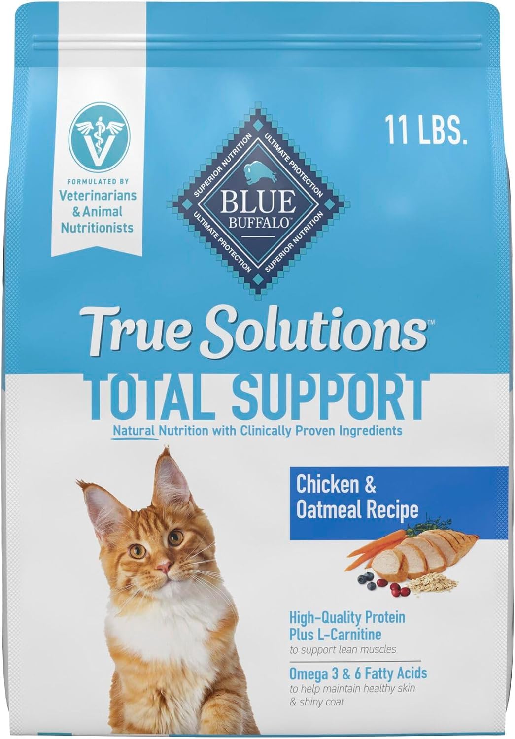 Blue Buffalo True Solutions Total Support Natural Dry Cat Food for Adult Cats, Chicken, 11-lb. Bag