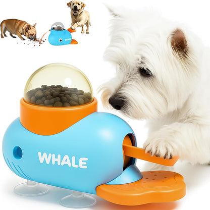 Interactive Dog Toy Treat Dispenser Whale-Shaped Slow Feeder Puzzle with Strong Suction Cups, Durable Non-Toxic Food-Grade Design for Small & Medium Dogs
