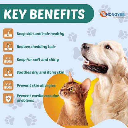 Skin & Coat Care Omega 3 Soft Chews for Pet -Fish Oil for Dogs Healthy Skin | Shiny Fur | Against itching in a Treat Format, All-in-1 Oil