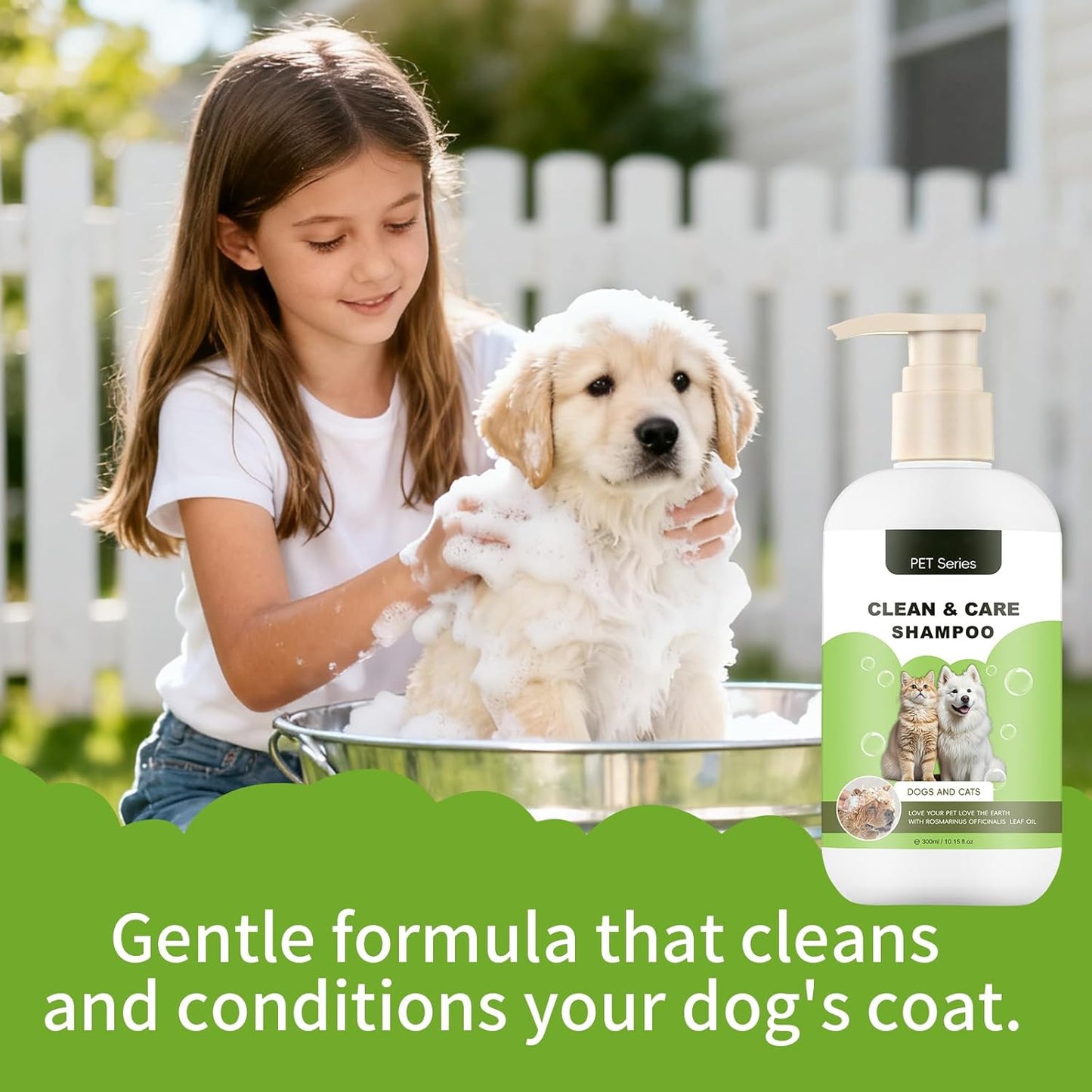 Clean Care Shampoo for Dogs and Cats, Seasonal Itch Relief Shampoo, for Allergies, Itching, Skin and Coat Supplement, Helps Shedding-Gentle Care for Long, Short & Curly Hair