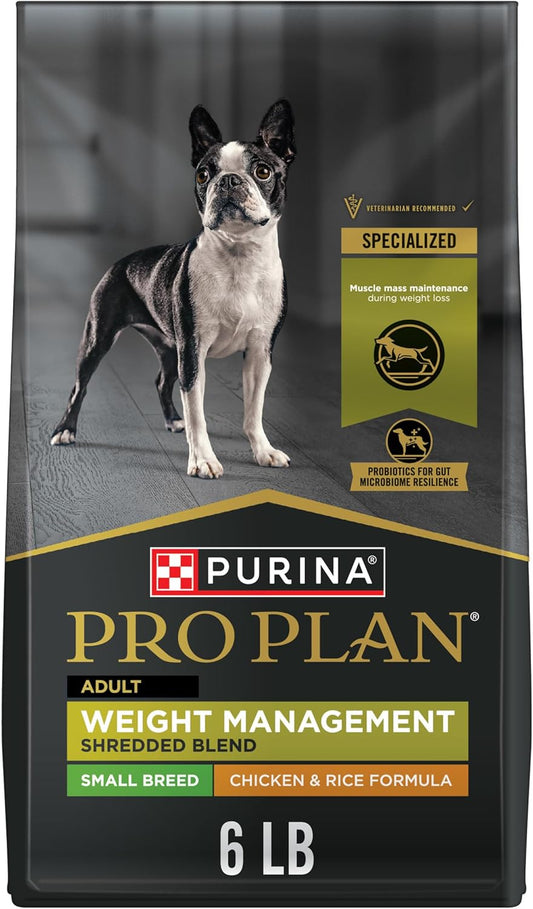 Purina Pro Plan Small Breed Weight Management Dry Dog Food, Shredded Blend Chicken and Rice Formula - 6 lb. Bag