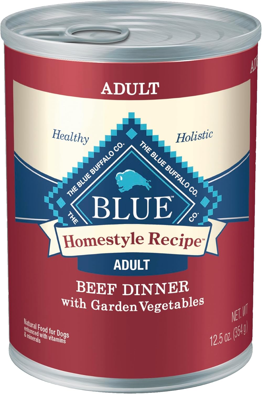 Blue Buffalo Homestyle Recipe Natural Adult Wet Dog Food, Beef 12.5-oz can (Pack of 12)