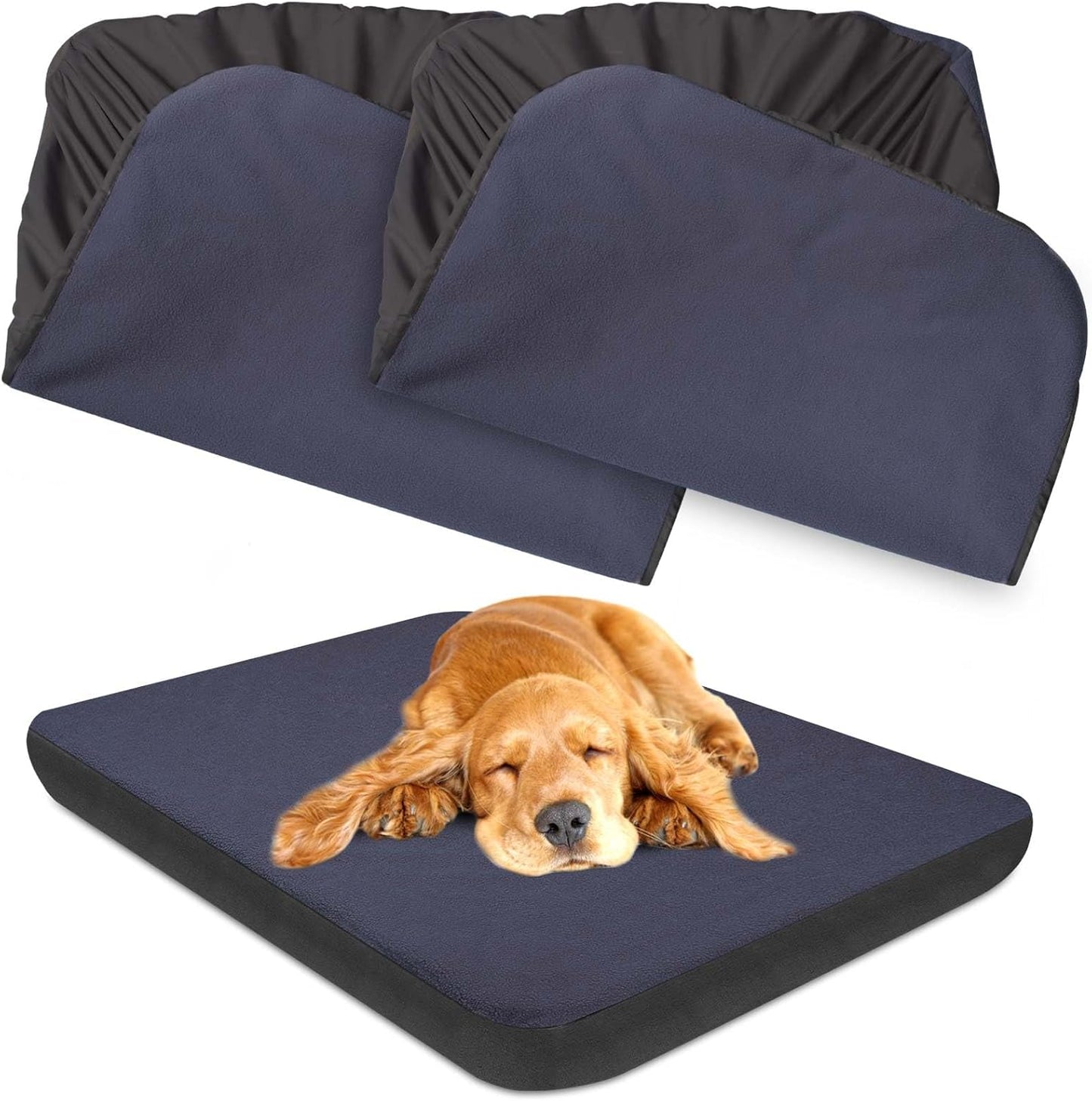 Dog Bed Covers Replacement Washable 100% Waterproof Dog Bed Sheets, Soft & Noiseless Pet Bed Cover, 2 Pack, 44" x 35" Blue