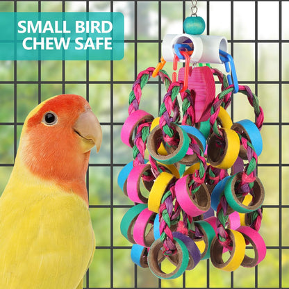 Bird Toys Conure Toys,Bird Parrot Foraging Shredder 24 Pcs Colorful Bagel Chewy Rings for Small Parrots Parakeets Conures Cockatiels Love Bird Cage Accessies (W)