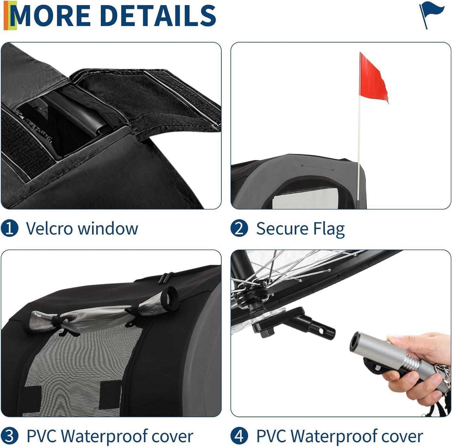 Dog Bike Trailer for Large Dogs - 88Lbs Capacity Pet Bicycle Carrier with 16" Air Tires, Foldable Oxford Fabric Design & Universal Bicycle Coupler | Safe Cycling Cargo Cart for Medium/Large Pets