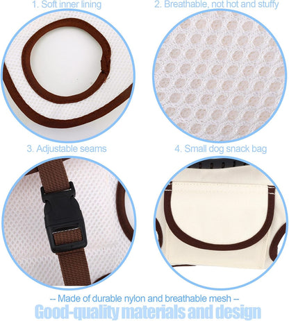 Snuggle Sling Dog Carrier, Adjustable Full Body Dog Lift Harness Hands-Free Shoulder Pet Carrier with Traction Leash Fit Most 8-13 lb/3.63-5.9 kg Portable Supply for Small Cat Pet