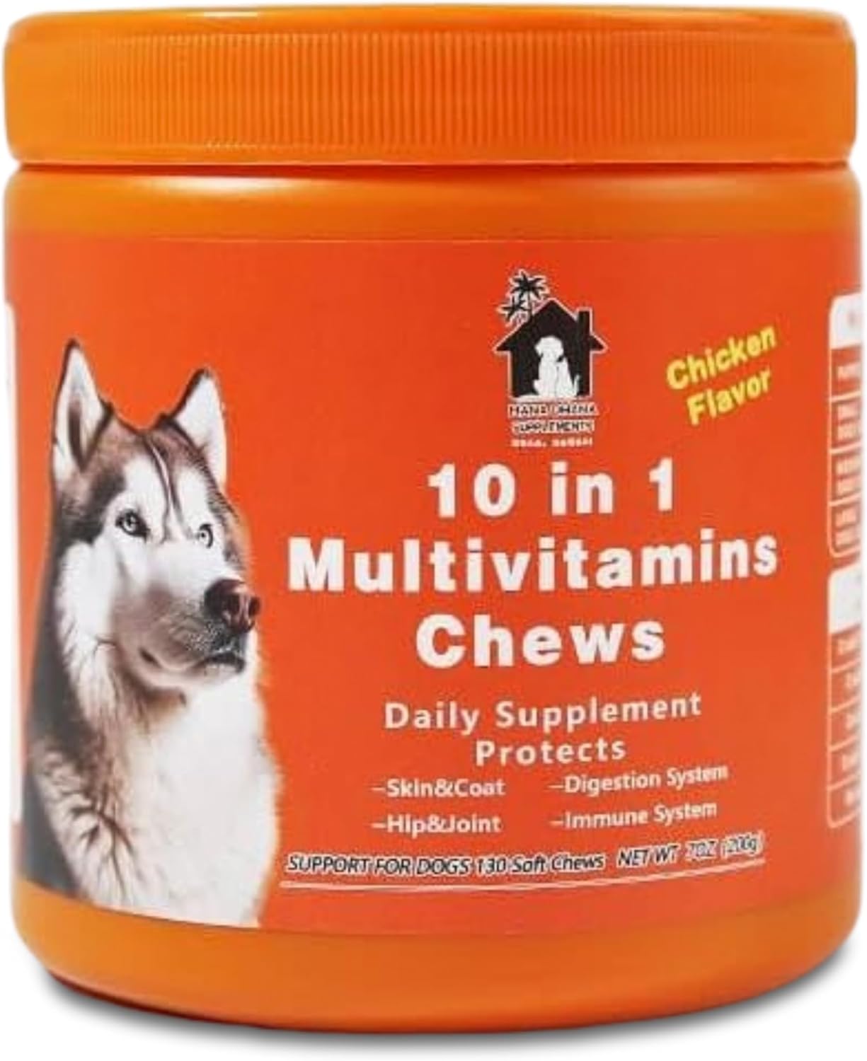 Mana Ohana 10-in-1 Multivitamin Chews for Dogs – Complete Daily Supplement for Skin, Coat, Digestion, Joints, Immunity & Overall Health – 130 Soft Chews, 7 oz – All Breeds
